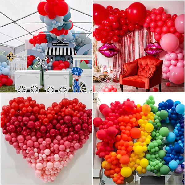 129 stk. røde balloner i forskellige størrelser 18 12 10 5 tommer til guirlandebue, premium røde latexballoner til fødselsdagsfest bryllup Valentinsdag babyshower Red