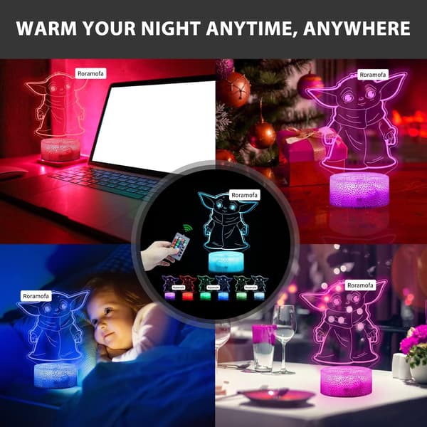 3D Nattlampe, Hologram Effekt Led Illusjon Bordlampe, Rem