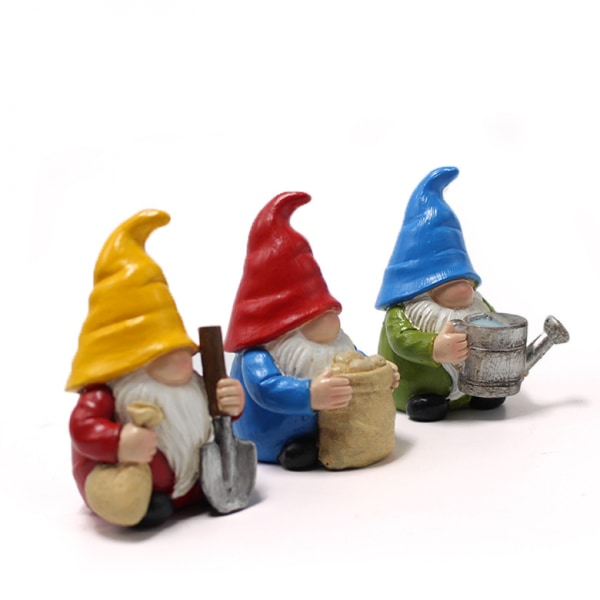 3 kpl Miniatyyri Puutarhatontut Mini Gnome Patsaat Puutarhahartsi
