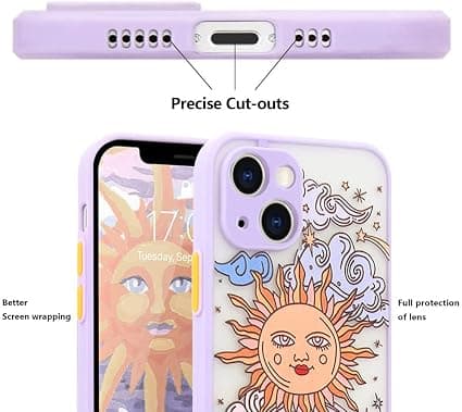 Kompatibel med iPhone 13 Cover Mat Klar Design Sol Måne