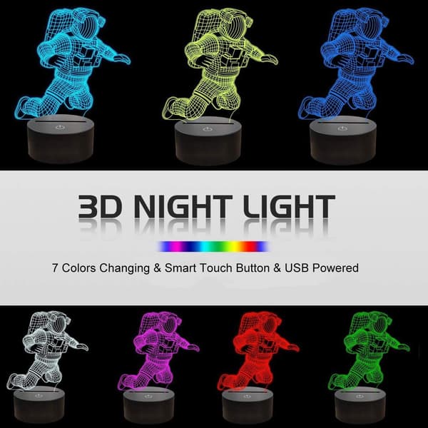 Rymdman Nattlampa 3D Astronaut Illusion Lamp LED Flyg
