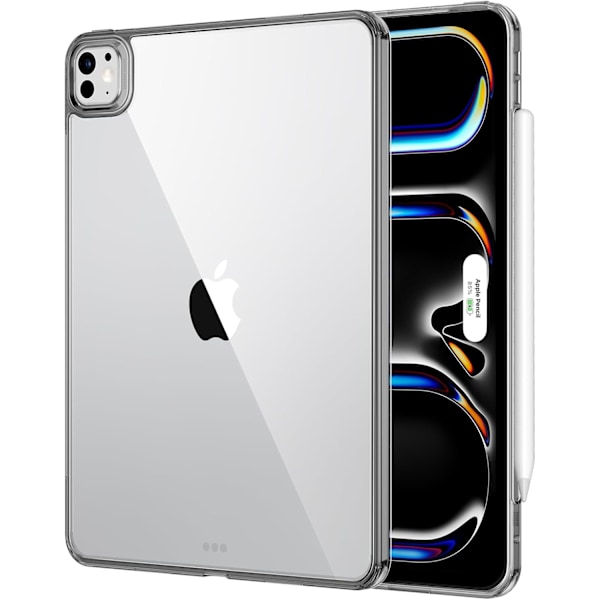 iPad Pro 11 tuuman suojakotelo M4 (2024), ohut ja kevyt, suojaa iskuilta ja pudotuksilta, ei kellastu, kova takaosa, tukee Pencil Pro -kynää Clear Black Pro 11 2024