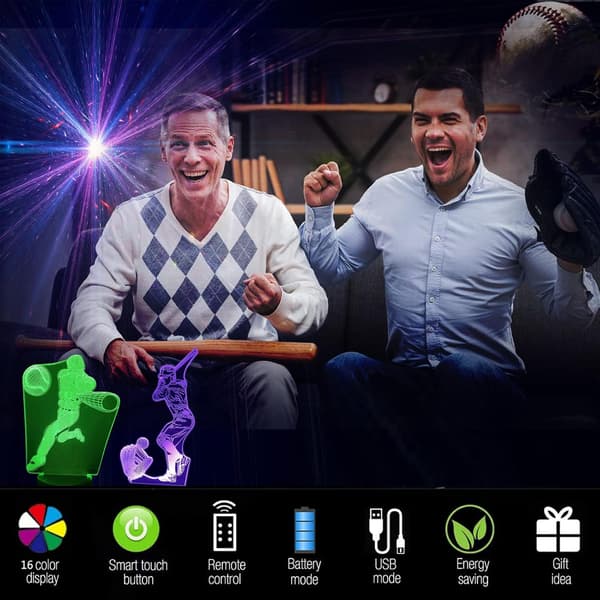 Baseball 3D Natlampe, Baseball Gaver til Drenge 7-14 Baseball
