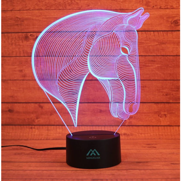 3D Häst Nattlampa 7 Färger LED Touch Bordsslampa Energisparande Djurlampor Mode Kreativ Heminredning Present