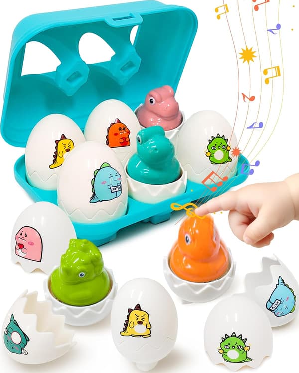Påskekurvfyll for småbarn 1-3 år, matchende sensoriske påskeegg-leker, forhåndsfylte egg med leker for 3 år gamle gutter og jenter, påske