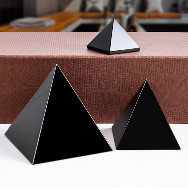 Naturlig svart obsidian krystall pyramide energigenerator | 1,6x1,6in (4x4cm) helbredende krystall pyramide naturlig kvarts for chakra