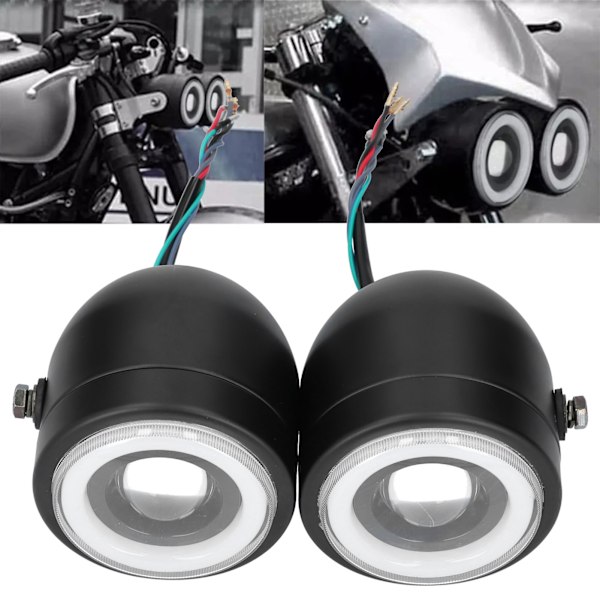Universaali LED-päävalo Kaksoislamput Pyöreät Angel Eyes Korkea ja Matala Säde Retro DRL Sininen Valkoinen Valo