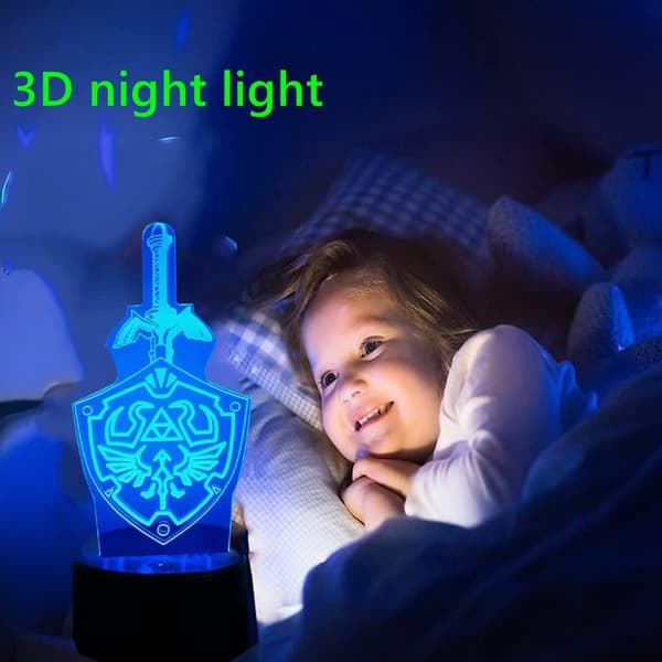 Anime LED Nattlampe, 7 Farger USB-Lading 3D Touch Illusjon