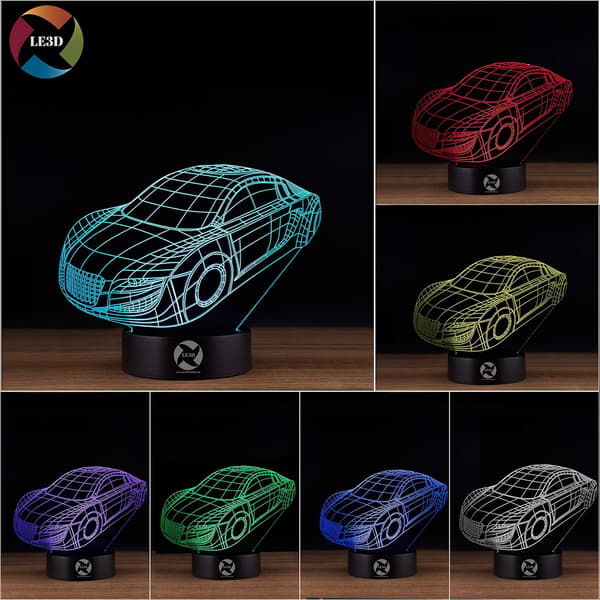 3D Optisk Illusjon Nattlys - 7 LED Fargeskiftende Lampe