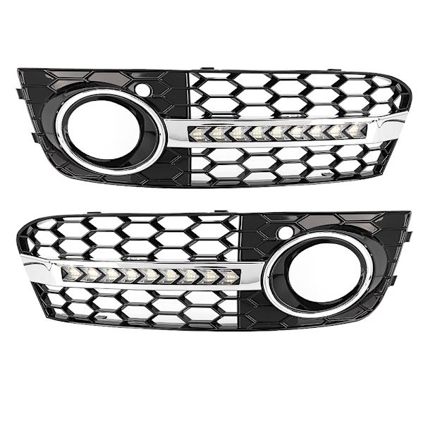 Auton etusäleikkö LED-vilkkuvaloilla ja päiväajovaloilla Audi A4 B8:lle (2009-2011)