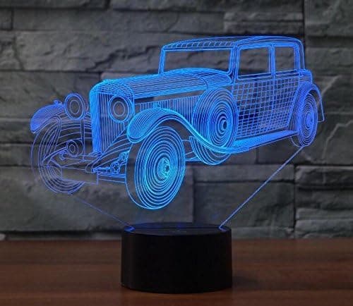 3D Bil Nattlys Lampe Optisk Illusjon Nattlys 7 Farger