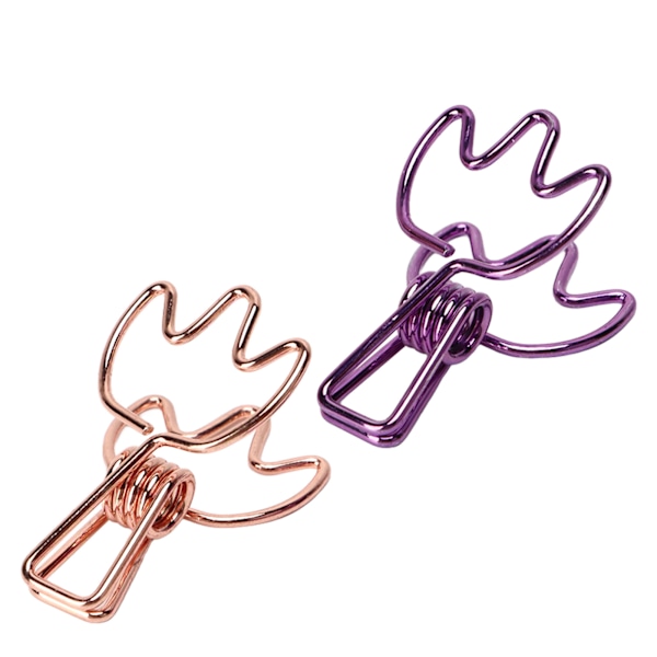 100 stk. Binder Clips Rose Gold Lilla Krone Form Stærk Klemmekraft Papirklemmer Hule Binder Clips til Billetter