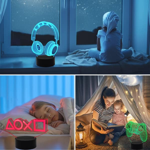 3D Illusjonslampe Spillrom Dekor Nattlys med 16 Farger