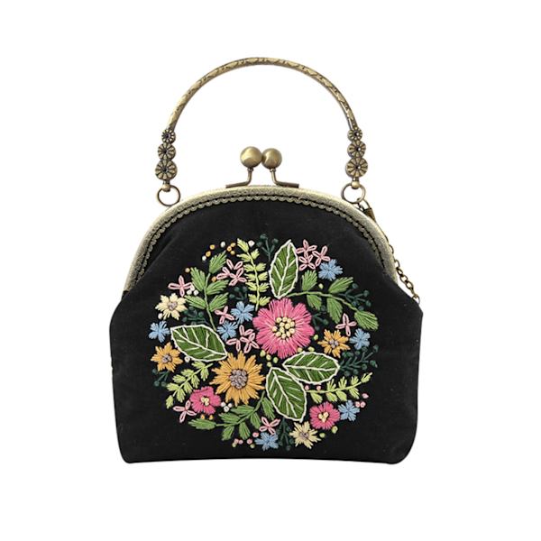 DIY broderi taske blomstermønster bærbar håndtaske krydset taske 16,5 cm (ikke færdig) (Motif de fleur étoile )