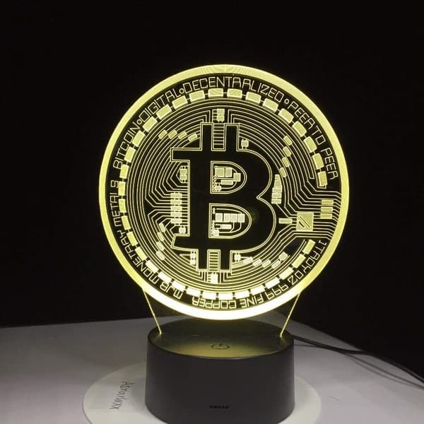Lampe 3D Natlys Illusion LED Bitcoin Skilt Lampe Modellin