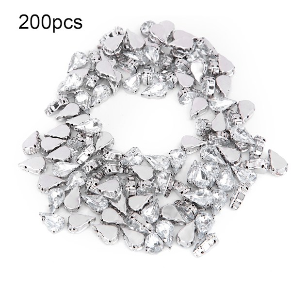 200 stk akryl dråpeformet DIY dekorasjonstilbehør for klær skopose (13x18mm)