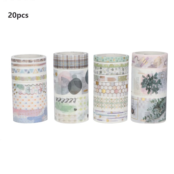 20 rullar/set dekorativ tejp för scrapbooking, maskeringstejp, gör-det-själv-hantverk (C01090)