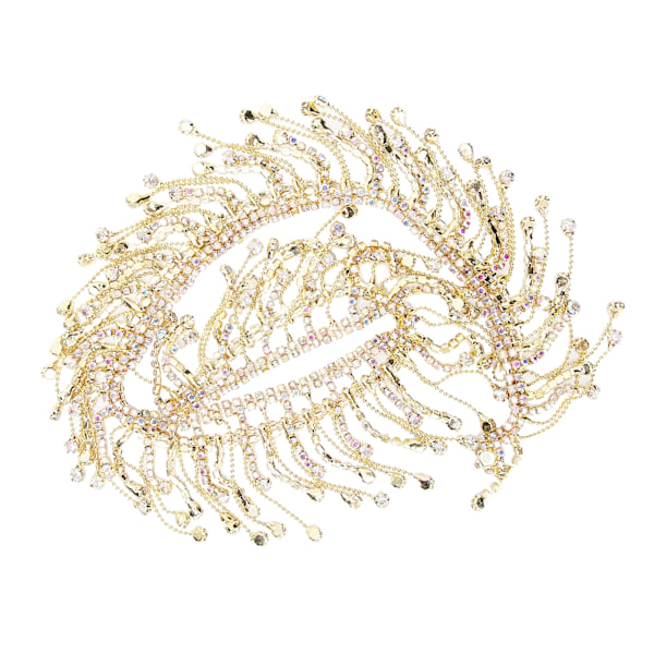 Rhinestone Tassel Chain Fringe Brudapplikation Trim Crystal Kläder Väska Dekoration Golden AB Färgglad