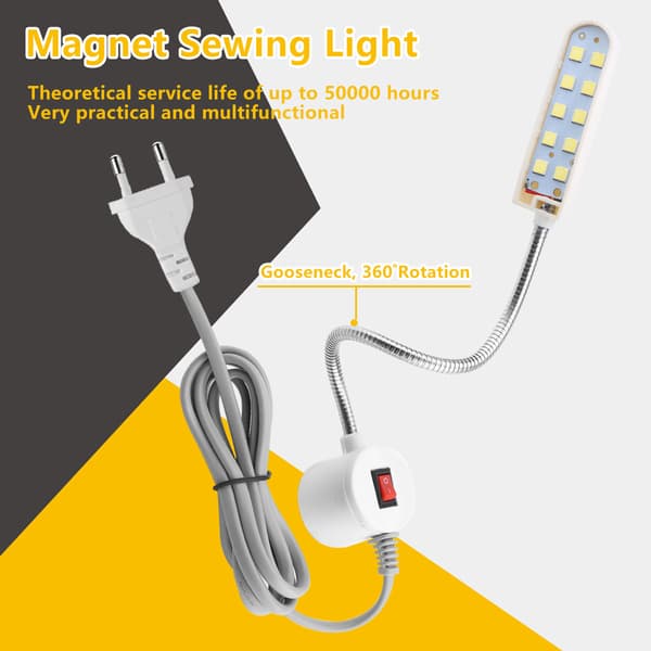 10Beads SMD  LED-ompelukone lamppu LED-magneetti ompelukone valo 6W