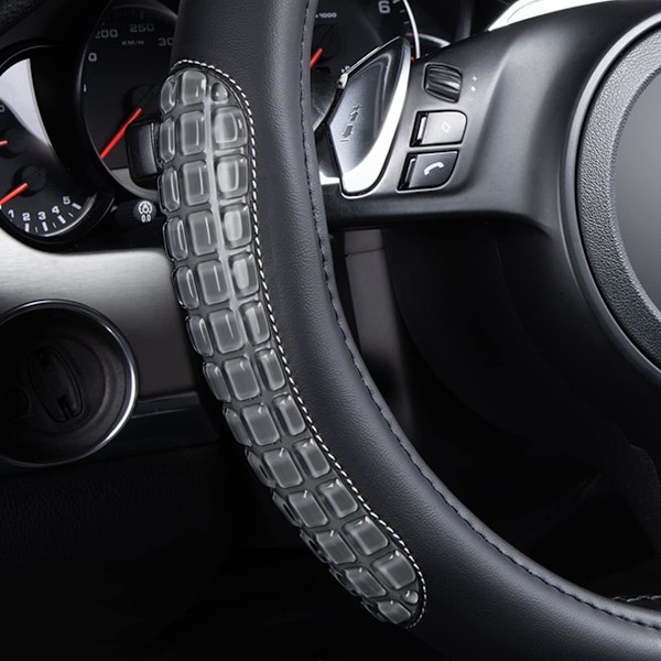 Flying Banner Rattöverdrag för bil Gel Massage Sammet Sval Varm Universal Storlek 15 tum SUV Lastbil Anti-halk Luktfri Sommar Vinter Black Gray