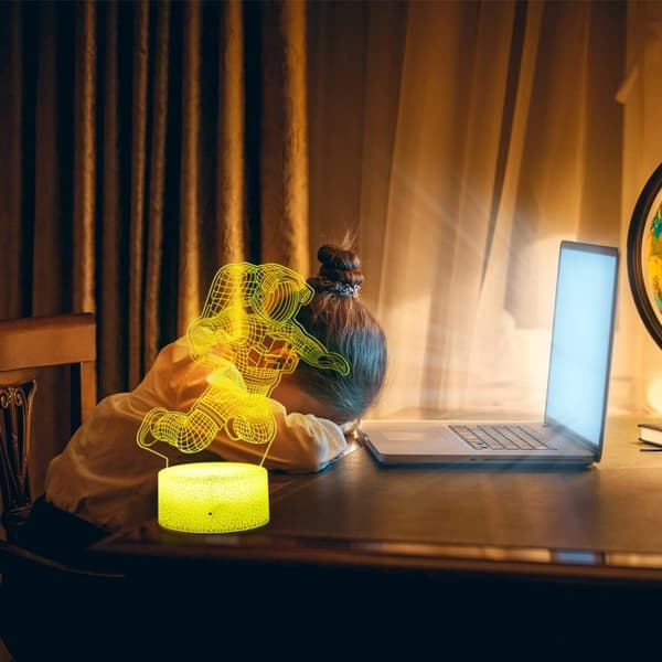 Spaceman 3D nattlys, astronaut rakett LED illusjonslampe