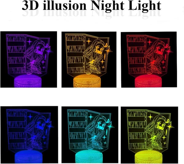 3D Illusions Natlampe, Anime Lampe med 7 Farver til Børn