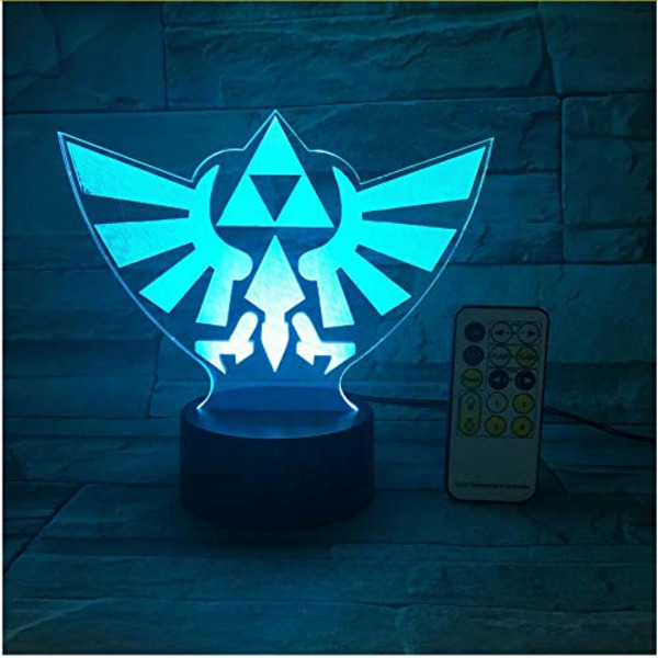 The Legend of Zelda Triangel 3D USB LED Nattlampa 7 Färger Illusion Lampa Touch eller Fjärrkontroll Barn Sovrum Skrivbordslampa