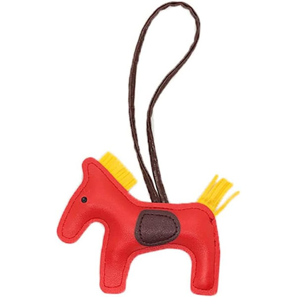 Läder Tassel Pony Nyckelring Läder sydd häst styling söt mode väska tillbehör Red