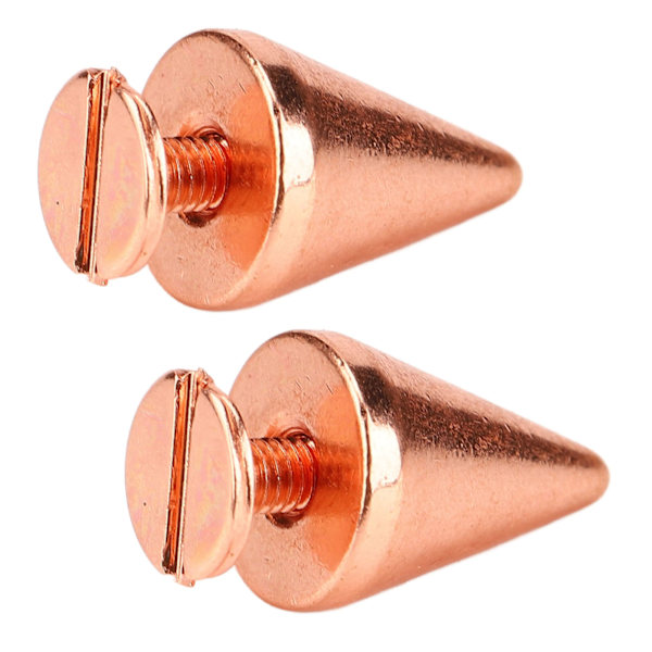 100 set Punk Cone Spikes Nitar Electropläterad Ros Guld Punk Cone Spikad Skruvnit Punk Stil Dekoration 9.5x15mm