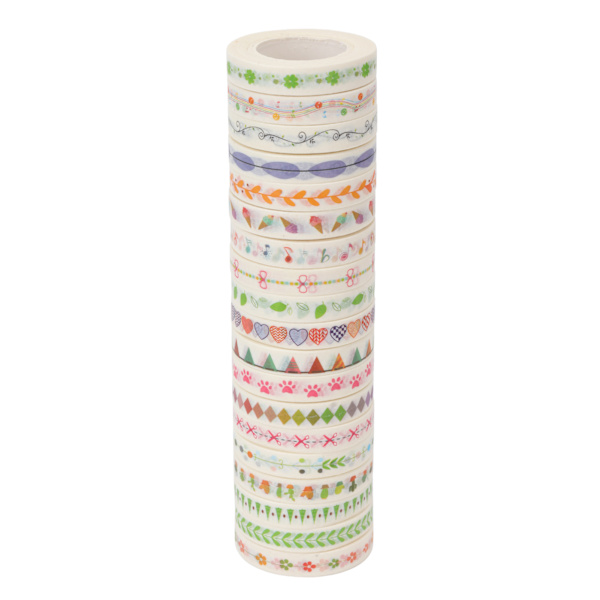 19 kpl Washi-teippiä Japanilaistyylinen Helppo kiinnittää Kirkkaat värit Sekalaiset tyylit Värillinen teippi Pakkaamiseen Scrapbook DIY