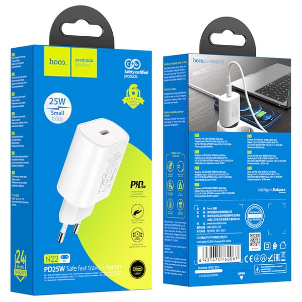 hoco. N22 Europæisk standard PD25W oplader egnet til Apple