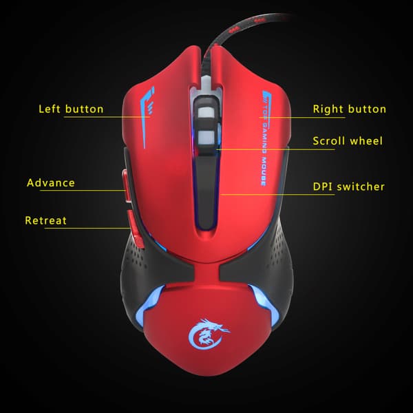 Kablet gamingmus, A903 farvebaggrundsbelysning, 3200DPI fire hastigheder