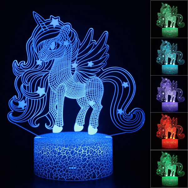 3D Illusion Monocerous Unicorn Nattlampa 16 Färgförändring Till