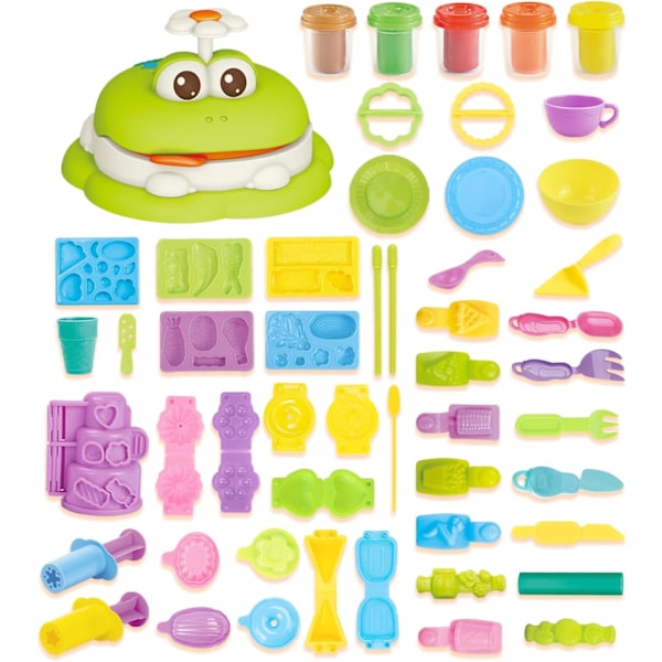 Kitchen Creations Lekmat Set för Barn. Förskolematlagning Lekdeg Set för Barn, Present till Pojkar & Flickor 50 Verktyg, 5 Sammansatta Färger