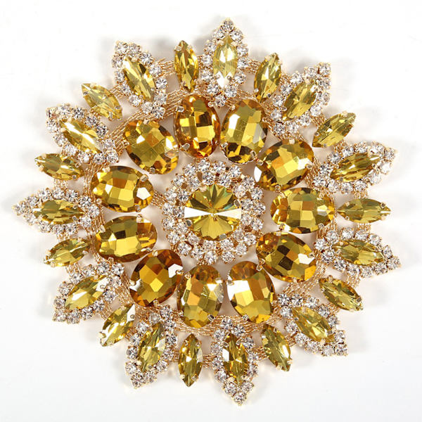 Kristallglas Strass Dekoration DIY Kläder Kvinnor Tillbehör 11cm (Gul Gyllene Bas)
