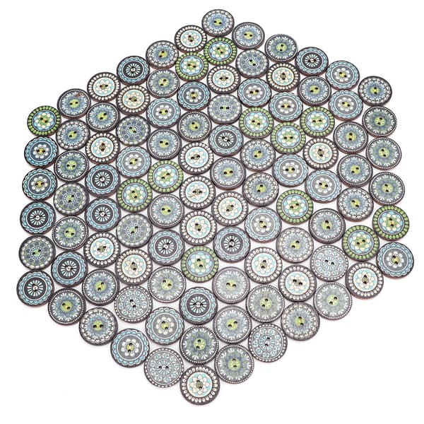 100 stk 25 mm blå trykk runde form dekorative treknapp for klær DIY