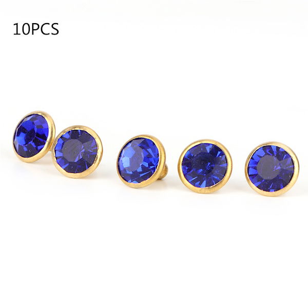 10 stk fargerike Rhinestone nagler Cap Stud for Diy Craft Decoration (blå krystall)