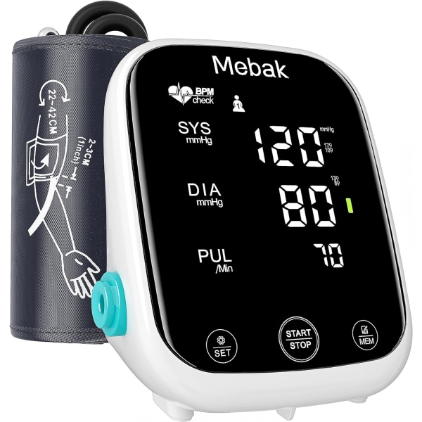 Blodtrycksmätare, överarms BP-manschett, blodtrycksmätare för hemmabruk, röstsändning, 8,7-16,5 tum justerbar, 2 användare
