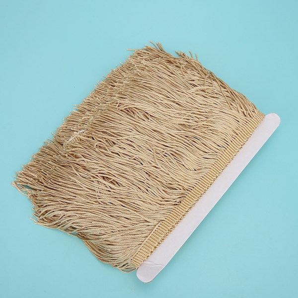 10yd 14cm Lang Frynser Latin Kjole Kvaster Polyester Blonder Trim Bånd Sy Scene DIY Gardin Beklædning TilbehørLyse Kaffe