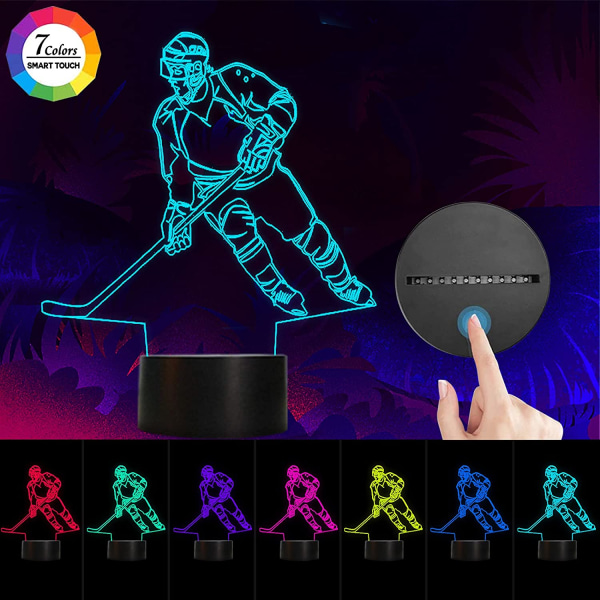Hockey Player 3D-lampa Nattljus för pojkar, Owlbbabies 3D L