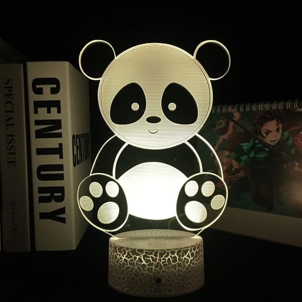 Søt Giant Panda Nattlys, 3D Illusjonslys, LED Soverom D
