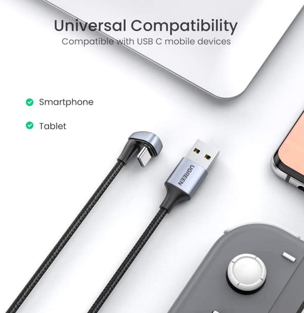 USB C -kaapeli U-muoto 2m 3A Type C -pikalataus Nylonpunos