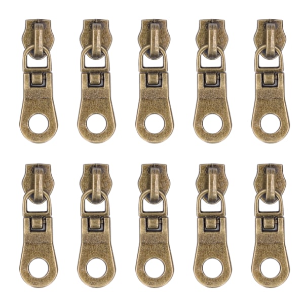 10Pcs Zipper Pull Electroplating Process Bright Color Fadeless Durable Exquisite Zipper Pull ReplacementBronze