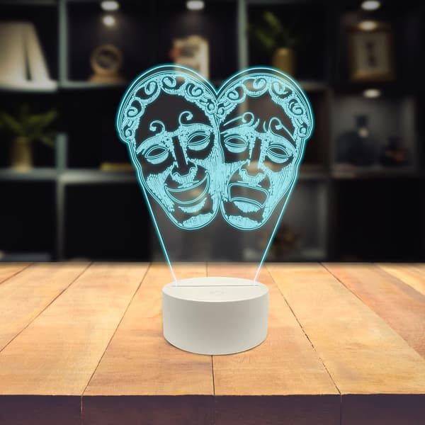 Teater 3D LED-bordslampa, teateransikte med känslouttryck
