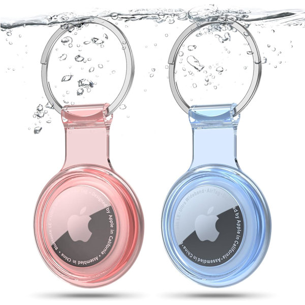 2-pakkaus Airtag-pidike, Airtag-pidike-avainperä yhteensopiva Apple AirTagien kanssa, vedenpitävä ja pölytiivis ja törmäyssuojattu Airtag-kotelo monivärisellä Tra 2 Pink/Blue