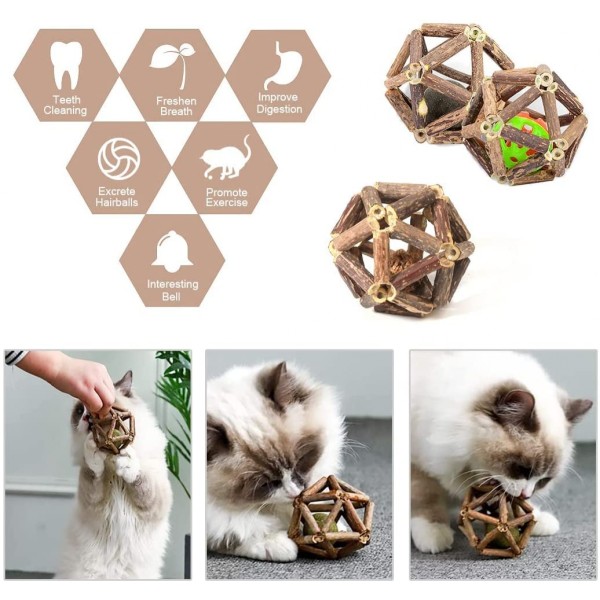 Kattpinne bollar, ätbara för katter, Catnip Gall Fruit Bell Ba