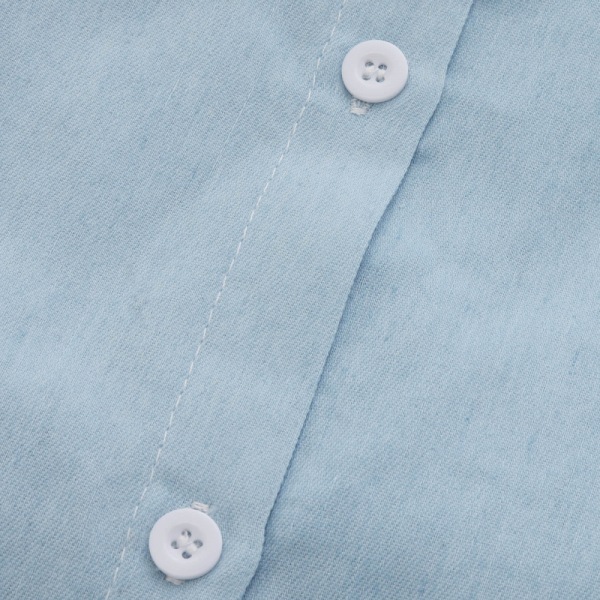 Kjole kortærmet V-hals afslappet skjortekjoler (Himmelblå S)