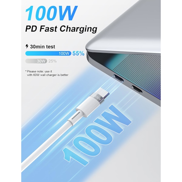 3-i-1 Multi-opladerkabel, Trækbart iPhone-oplader, 100W Hurtigopladning USB-C/A til Lightning/USB-C/Micro USB Telefonopladerkabel White
