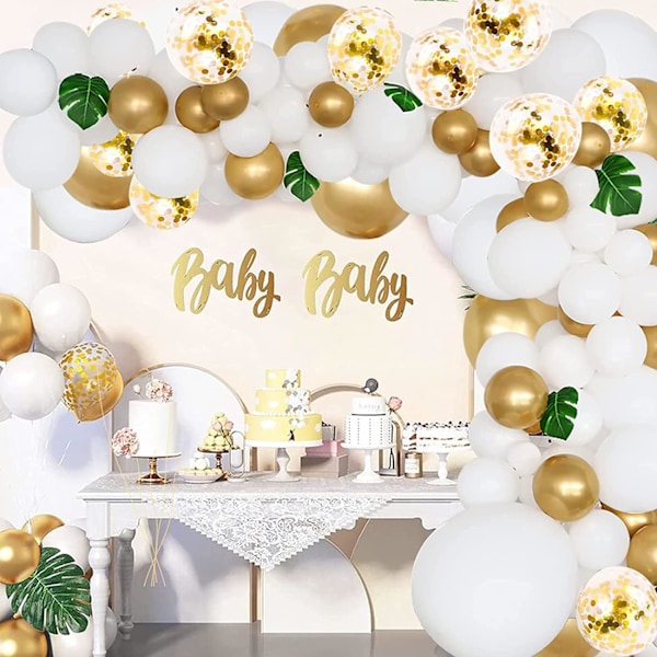 129 stk. hvide balloner i forskellige størrelser 18 12 10 5 tommer til guirlandebue, latexballoner til fødselsdagsfest, bryllupsdag, babyshower White