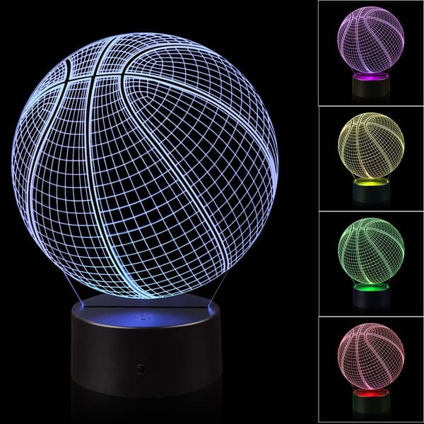 Basketball 3D Illusion Natlampe med 16 Farveskift